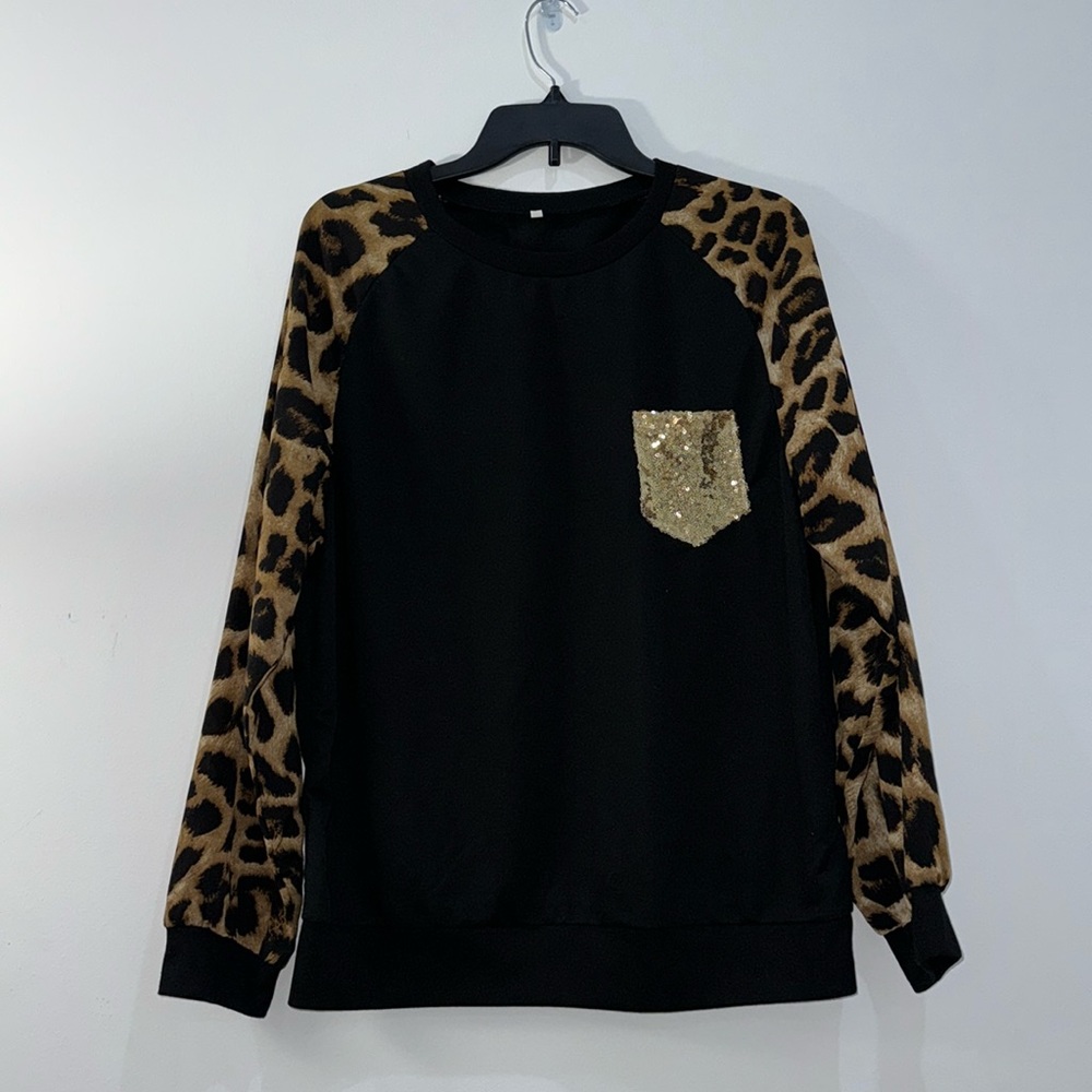 NWOT SHEIN Long Sleeve T shirt with Sequin Pocket